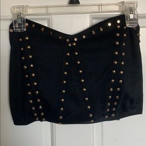 Gold studded strapless crop top